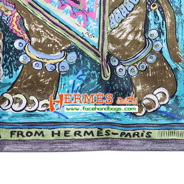 Hermes 100% Silk Square Scarf Green HESISS 90 x 90